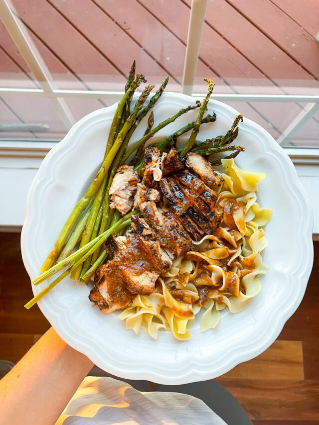 marinated chicken and noodles