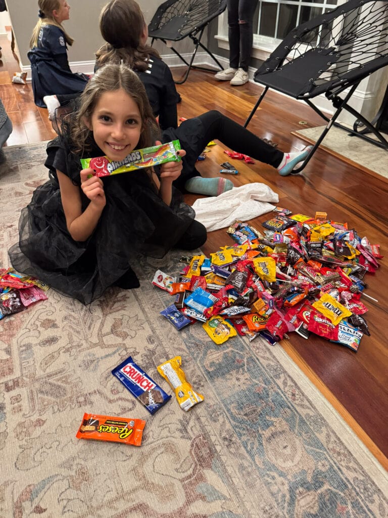 stash of candy from trick-or-treating