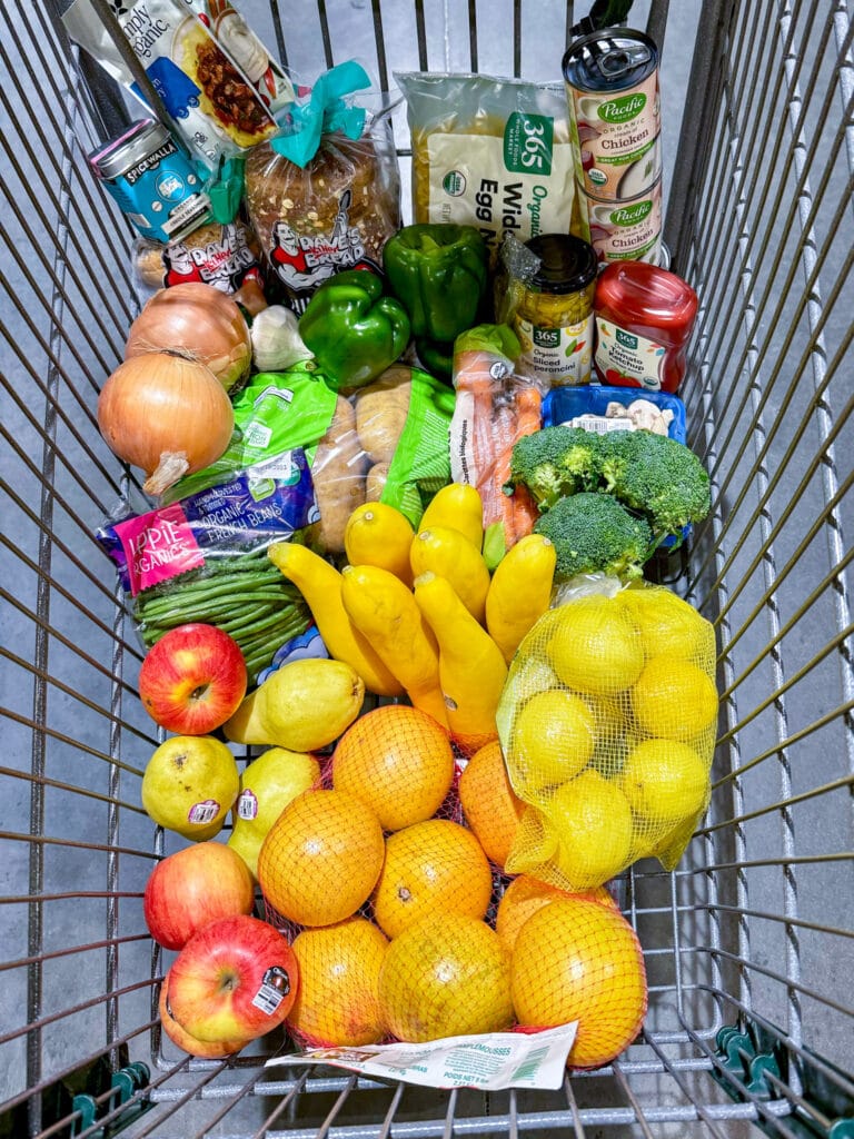 fruits and vegetables in cart