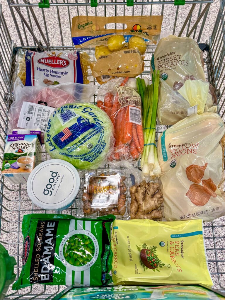Grocery items in cart