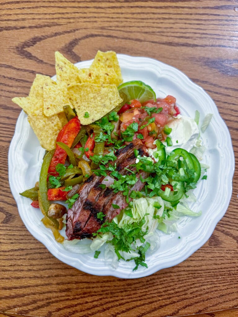 chili lime marinated steak fajita salads