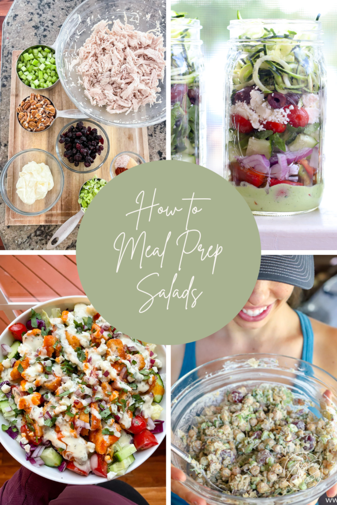 collage of salads: How To Meal Prep Salads