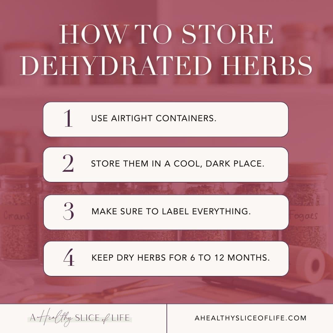 how to store dehydrated herbs