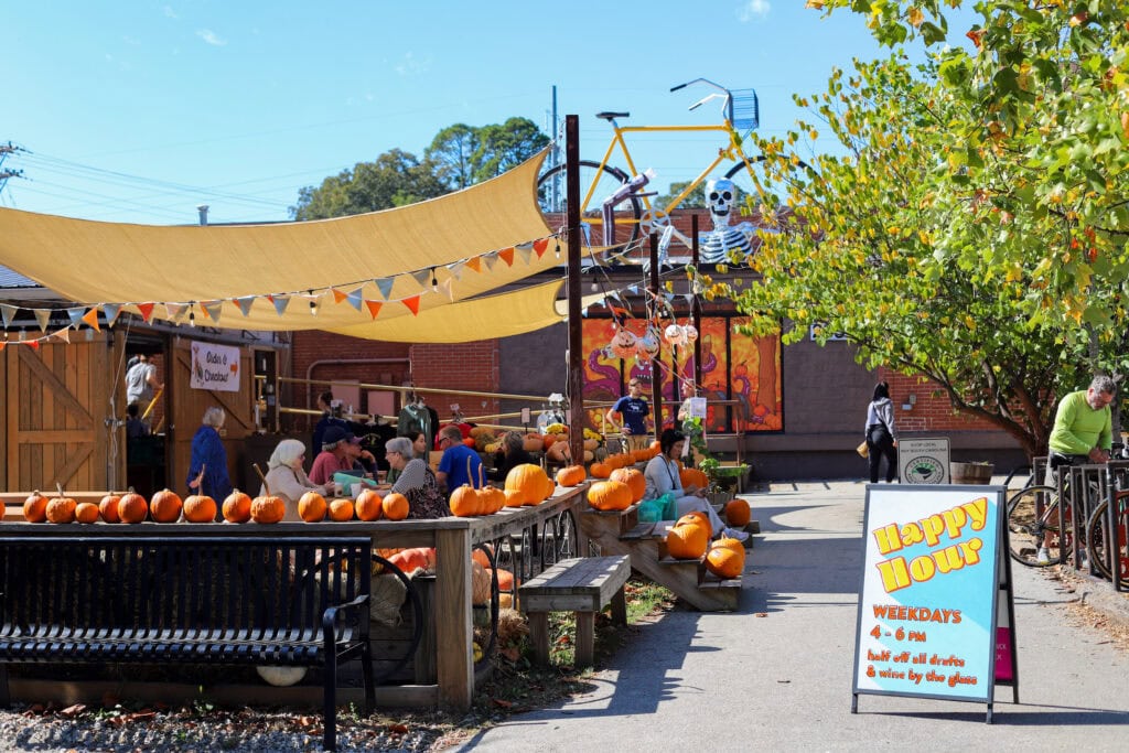 fall decor with pumpkins
